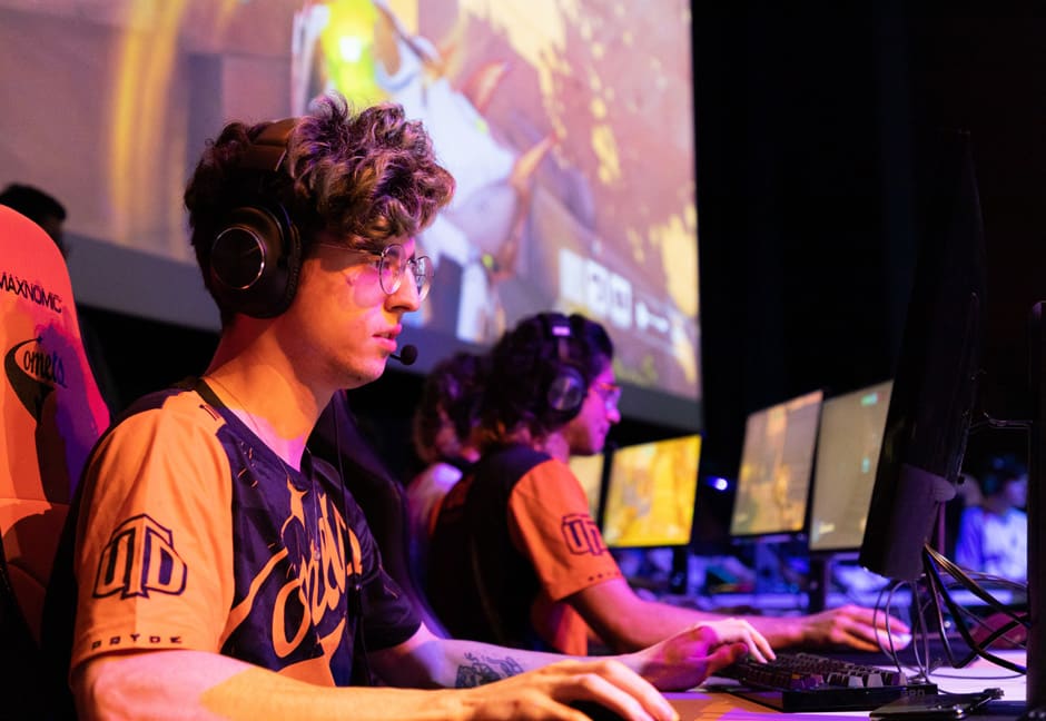 Students participating in an esports competition.